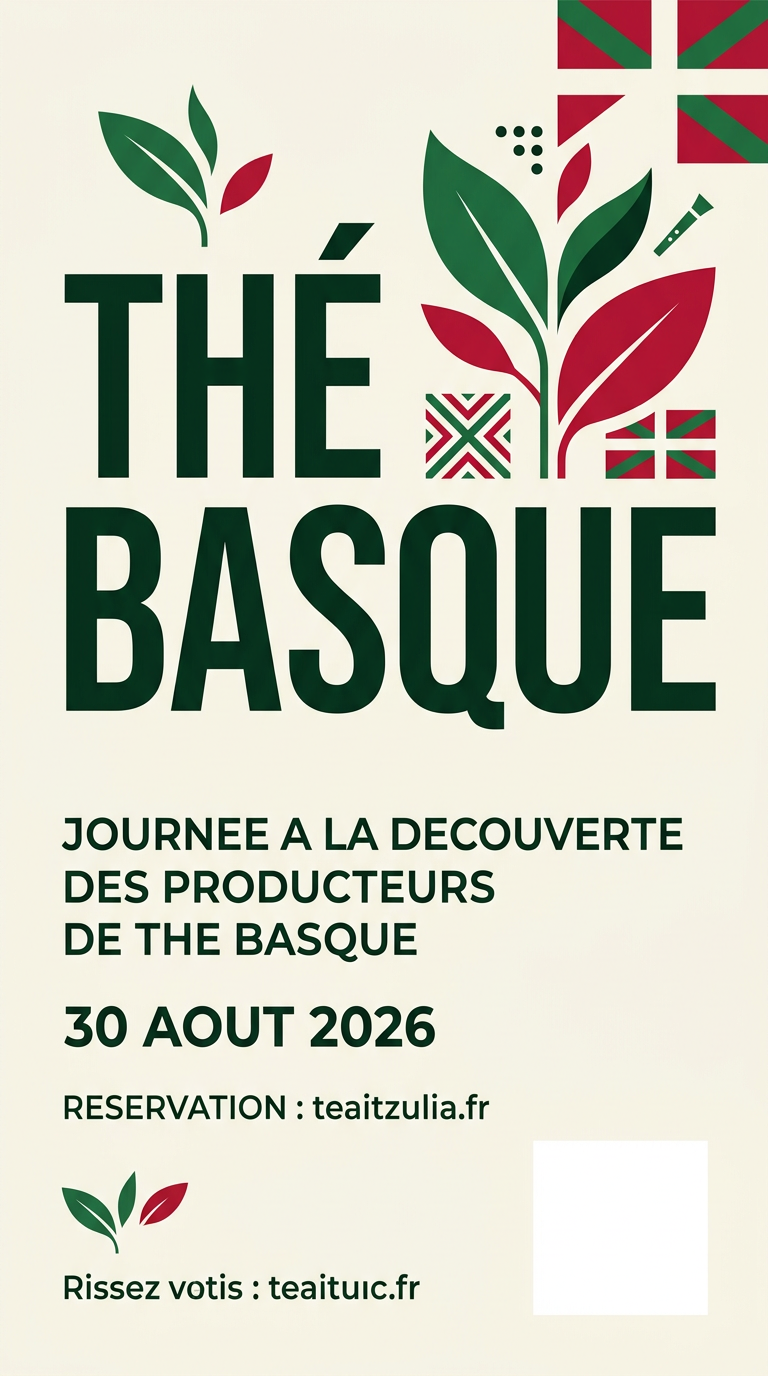 Affiche Tea Itzulia — Journée découverte des producteurs de thé basque, 30 août 2026